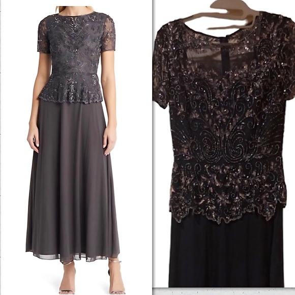 NWOT Navy Pisarro Nights Mock Two Piece Embellished Cocktail Dress size 4
